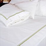 Sabana franjas con festón en tela de 300 Hilos 100% Algodón